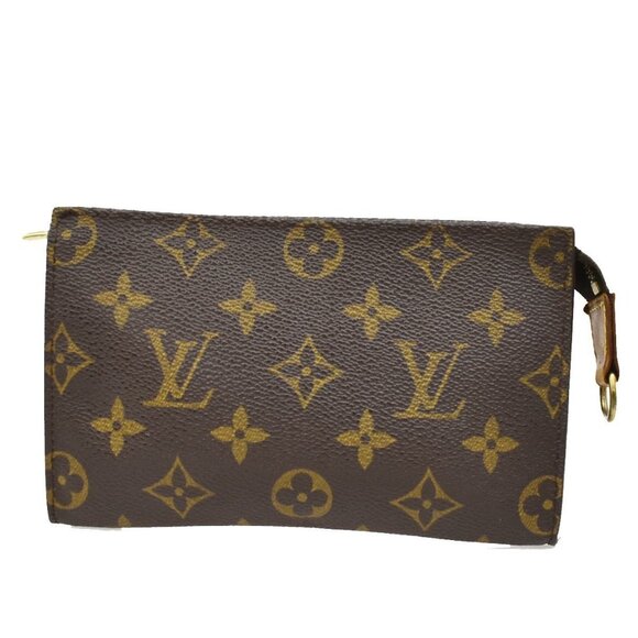 LOUIS VUITTON Logo BUCKET PM Pouch Bag Monogram Leather Brown France 60EF633 - Picture 1 of 13